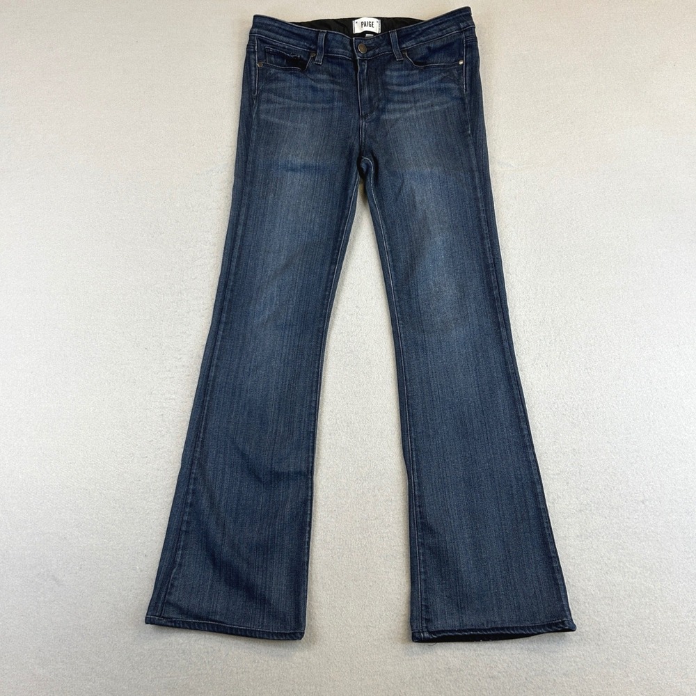 Paige Skyline Boot Jeans Women 30 Dark Blue Denim Stretch Midrise Bootcut Casual